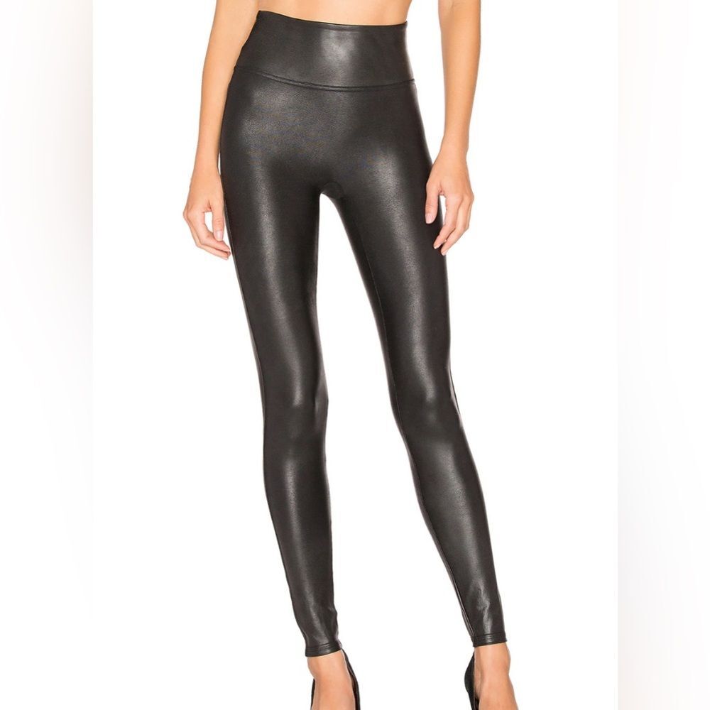 Spanx Black Faux Leather Leggings Size 1X